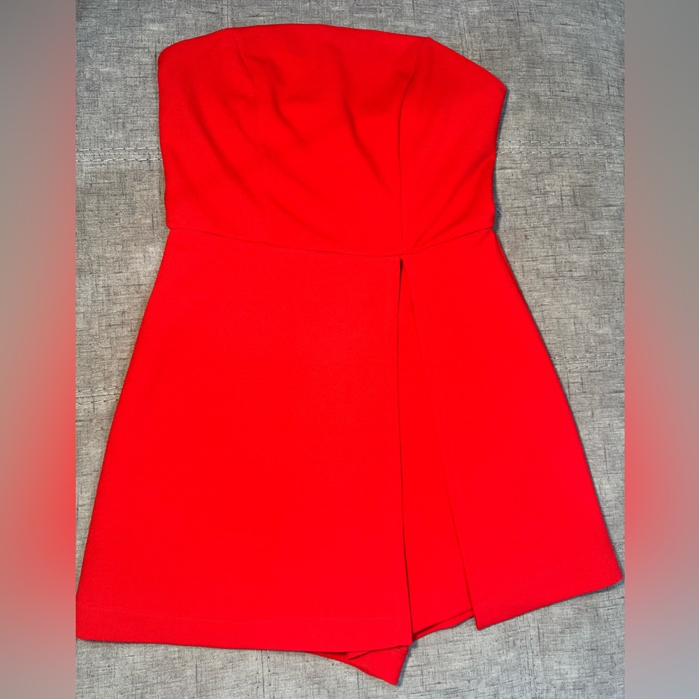 She + Sky Vibrant Red Strapless Dress